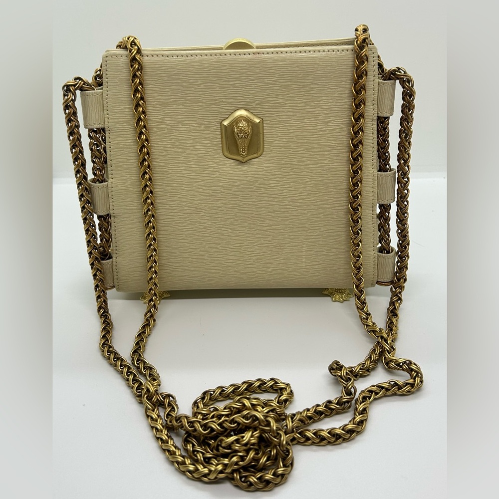 Barry Kieselstein Cord Vintage Leather Gold Double Braided Chain Handbag
